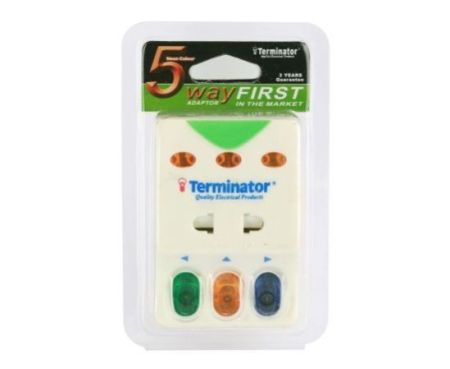 Terminator Multi-Plug Fitted 13A Fuse 3 Pin Flat Plug Lights on S/W+2 Way 3 Pin UK Socket & 3 Way 2 Pin Socket - TMA 583