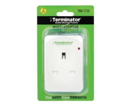 TERMINATOR MULTI ADAPTOR 3 WAY UK SOCKET WITH 2 USB 2.1A INDICATORS-TMA 173A