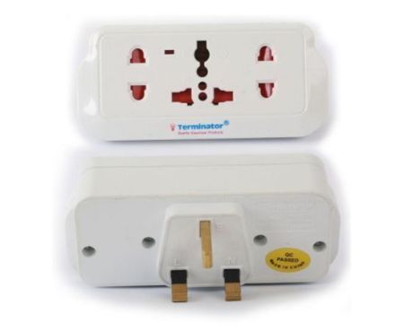 Terminator Multi Adaptor Universal 3 Pin Flat With Switch 1 Way 3 Pin Spocket + 2 Way 2 Pin Socket - TMA 3-3