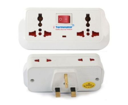 Terminator Multi Adaptor Universal 3 Pin Flat With Switch 2 Way 3 Pin Spocket + 2 Way 2 Pin Socket - TMA 308