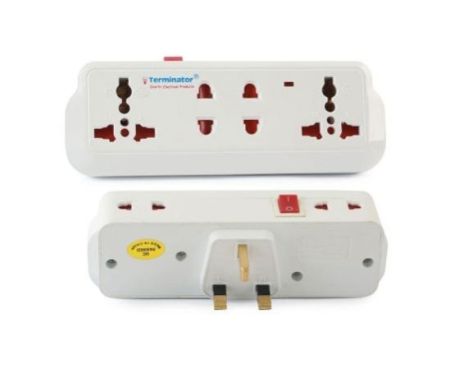 Terminator Multi Adaptor Universal 3 Pin Flat With Switch 2 Way 3 Pin Spocket + 4 Way 2 Pin Socket - TMA 608