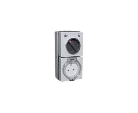 Schneider Single Pole Switch Socket 250V 13A IP66 Grey 56 Series 56C313