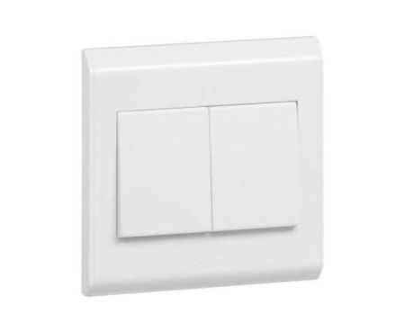 Legrand Belanko White - Single Pole Switch - 2 Gang 1 Way - 10A 250V - 617002
