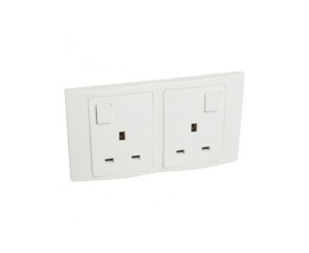 Legrand Mallia White 13A Double Switched Socket - 281113