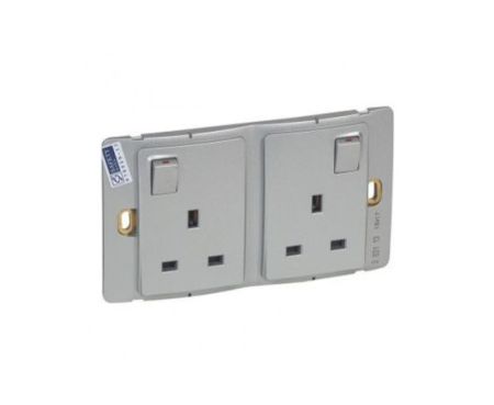 Legrand Mallia Silver 13A Double Switched Socket - 283113