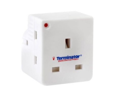 Terminator Multi Plug With Fitted 13A Fuse 3 Pin Flat Plug With Light + 3 Way 3 Pin UK Socket - TMA 083