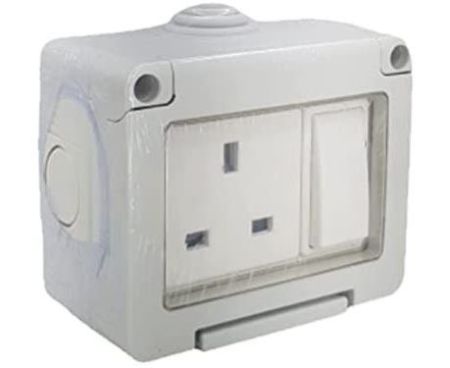 Outdoor Waterproof Weatherproof Switch Socket IP55 Grey (SINGLE SOCKET UK-13A)