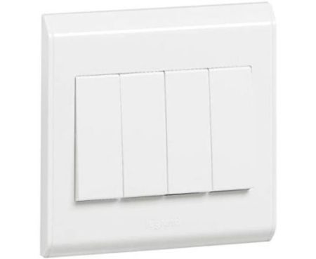Legrand 617606 Belanko Single Pole Switch (4 Gang 1-Way 10A 250V, White)