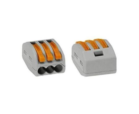 UHcom Wago Type Universal Compact Wiring Connector Conductor Terminal Block for Cables 0.08 to 4mm (Block Pin Cable connector) FJ Series (3 Pole)