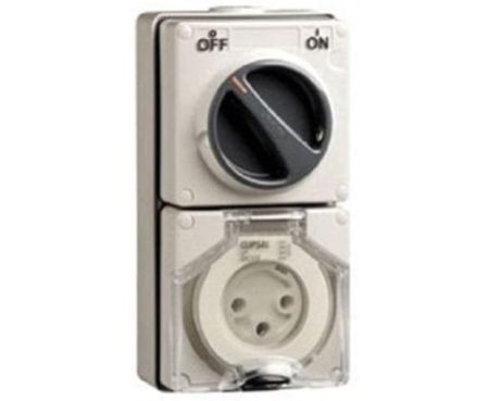 Schneider 56C315RP Single Pole 3 Pin Switch Socket Outlet, 56 Series (250V, 15A, IP66)
