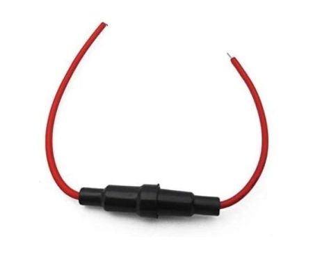 In-line fuse holder incorporating a black two part connector with wires