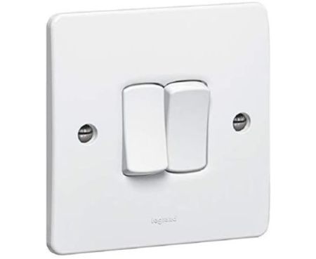 730024 LEGRAND SINGLE POLE SWITCH SYNERGY - 2 GANG - 1 WAY - 10 AX - 250 V - WHITE