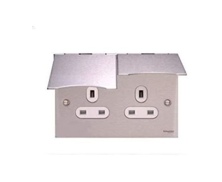 Schneider Electric GU3252WSS Flat Plate 13A Ultimate Twin Floor Socket (88 x 148mm)