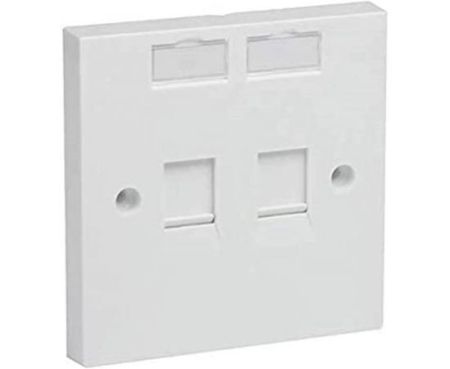 Dual Port Faceplate Square for Keystone Jack – White