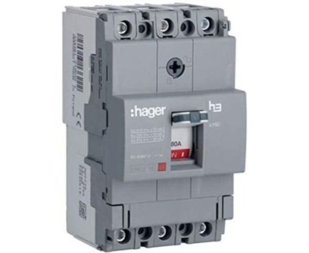 HAGER Moulded Case Circuit Breaker 80A TP (MCCB) 25KA HHA080Z (x160-H3)