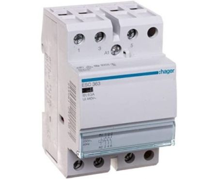 Hager 230V Open Contactor 3 - pole installation, 63A – ESC363