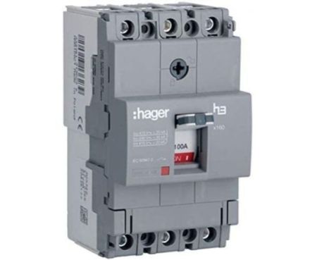 HAGER Moulded Case Circuit Breaker 100A TP (MCCB) 25KA HHA100Z (x160-H3)