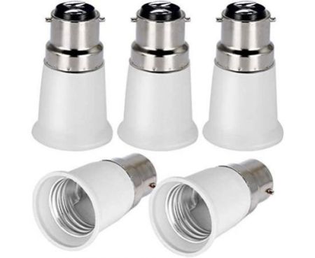 5pcs B22 to E27 5-Pack Lamp Holder Converter Base Bulb Socket Adapter LED Light Screw Adapter Converter