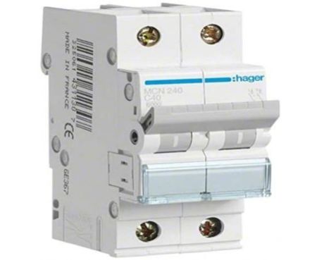HAGER Miniature circuit breaker double pole 40A 6KA DP MCB TYPE C MCN240 *ONEKONEKT*