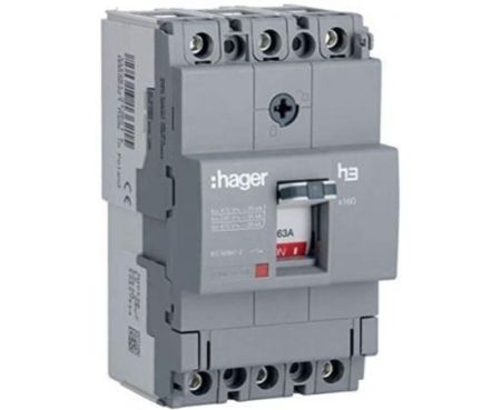 HAGER Moulded Case Circuit Breaker 63A TP (MCCB) 25KA HHA063Z (x160-H3)