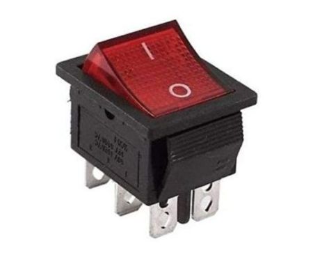 Double Pole 2 Way 6-Pin 5Amp Red LED Rocker Switch