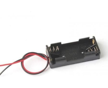 Battery Holder Storage Box Case AA AAA Batteries Container With Wire Lead, ABS Light Weight Battery Bank Case (AA Battery, 2 Battery Holder)