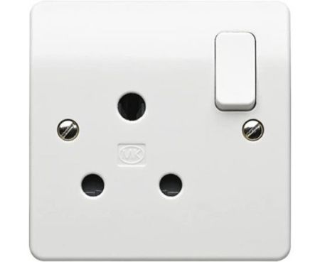 MK Round Pin 15A, 1 Gang Switch Socket