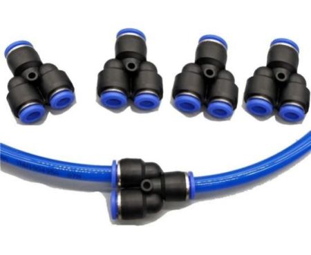 PU Pipe & Fittings Polyurethane | Pneumatic Pipe Push in to Connect Fittings (Y Connector Pack of 5, 6mm)