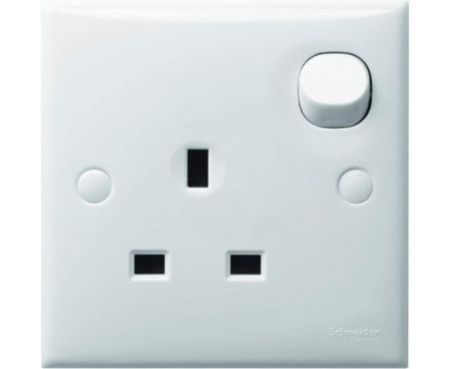 Schneider Electric Switched Socket Outlet - 1 Gang Socket - White S-Classic Clipsal - Made in Malaysia