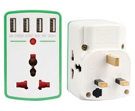 Biella™ 3 Way Universal Multi Adaptor With 4 USB Sockets 3.4A, Indicator & 13A Plug.
