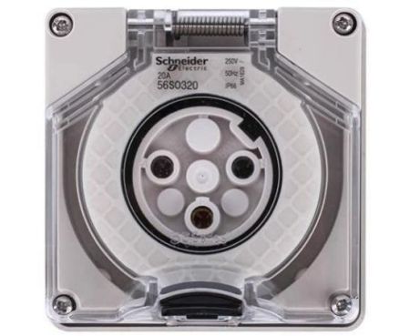 Schneider 250V 20A IP56 56 Series 56SO320 Surface 3 Pin Socket Outlet Grey