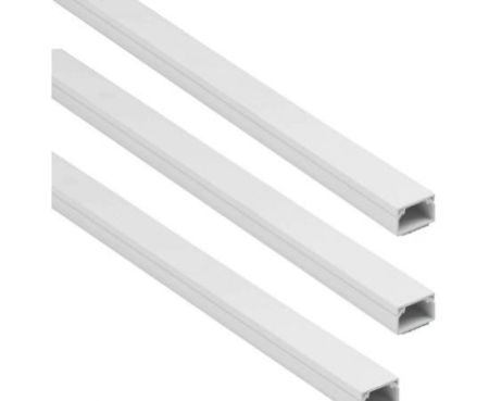 90cm Square Cable Box Self Adhesive PVC Trunking White Red Sticker Wall Cord Cover Cable Concealer On-Wall Wire Cover Paintable Cable Management Raceway to Hide Wires - Pack of 3 (16x16MM)