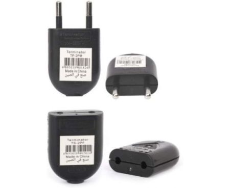 Terminator EU Round Two Pin Plug Pair of Male Plug & Female Plug Pack of 2 TP-2PM+TS-2PF (BLACK)