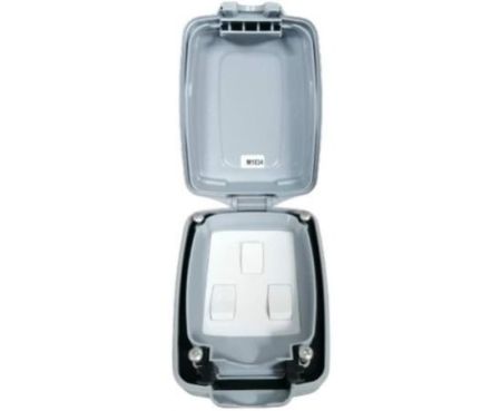 MK 86403GRY Weather Proof Electric Masterseal Compact with 3 Gang 2 Way Switch