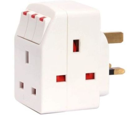 ESMA Approved 3Way British Plug Multi Adapter with Individual Switches, BS1362 Fused UK Plug Adaptor