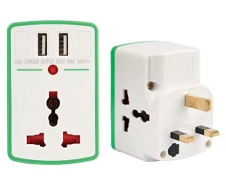 Biella™ 3 Way Universal Multi Adaptor With 2 USB Sockets 3.4A, Indicator & 13A Plug