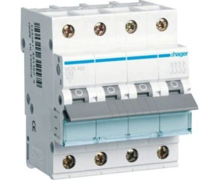 HAGER Miniature circuit breaker Four Pole 63A 6KA 4P MCB MCN463