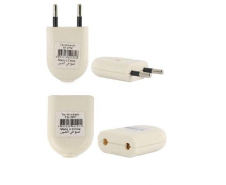 Terminator EU Round Two Pin Plug Pair of Male Plug & Female Plug Pack of 2 TP-2PM+TS-2PF (WHITE)