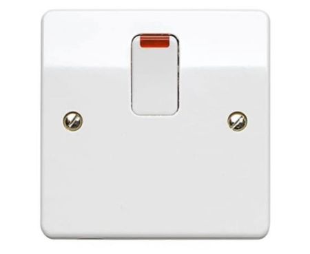 MK Logic Plus White Moulded 20 amp Double-Pole Switch with Neon - K5423WHI