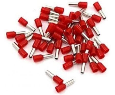 Insulated Ferrules Terminal Block Cord End Wire Tubular Connector, Electrical Crimp Cable Lugs, Terminal Cable Crimp Cable Sleeve for Wire Connection (Pack of 100) (50mm - E5020, Red)