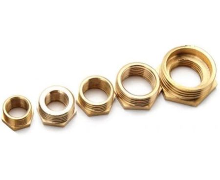 Pack of 2 Brass Reducer BSP Male Thread to BSP Female Thread Reducing Bush Hex Reducer Bushing Hose Pipe Fitting Connector Adapter (1/2''X3/8'')