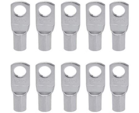 Copper Cable Lugs 10Pcs Set-Wire Terminals, Connector Cable lugs Ring Battery SC Terminals, for Marine, Solar, Automotive, Electric, Home Applications etc (Hole Size 8mm, Cable Size 25mm)