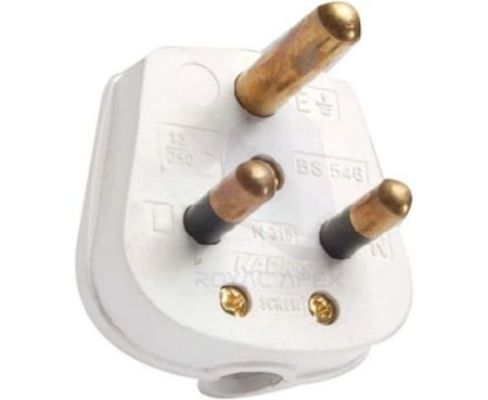 3 Pin 15A Plug Top with Cord Grip - White