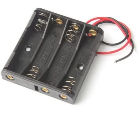 Battery Holder Storage Box Case AA AAA Batteries Container With Wire Lead, ABS Light Weight Battery Bank Case (AAA Battery, 4 Battery Holder)