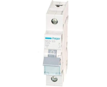HAGER Miniature circuit breaker single pole 25A 6KA SP MCB TYPE C MCN125 *ONEKONEKT*