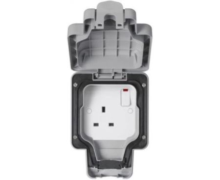 MK Masterseal Plus K56486GRY 13 amp 1-Gang Switched Socket