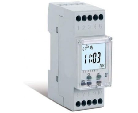 Perry Digital Weekly Time Switch With Automatic Daylight Saving Timer Change 1 Channel - Din Rail 16(2) A / 250V AC - Made in Italy