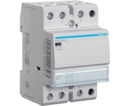 Hager 400V Open Contactor 3 - pole installation, 40A – ESC340