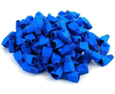 Ethernet RJ45 Cable Connector Boots Silicon Cover Strain Relief Boots CAT5 CAT5E CAT6 CAT6E (Blue - Pack of 50)