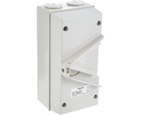 Schneider Electric 1 Pol 20 Amp Weather Protected Surface Isolating Switch, WHS20